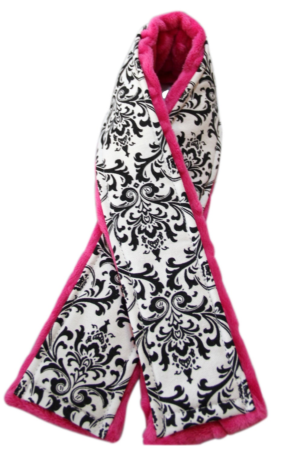 Camera Strap Cover ... Signature Line ..  Simply Classic Black and White Damask Pink Minky