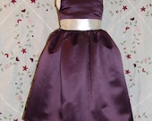 Eggplant Satin Flower Girl Dress