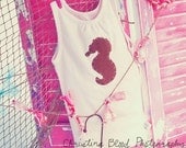SHABBY CHIC Seahorse Applique Shirt Sz 18-6T