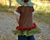 Girls Shabby Chic  Matching Set--- Denim Ruffle Pants with Coordinating Peasant Style Top