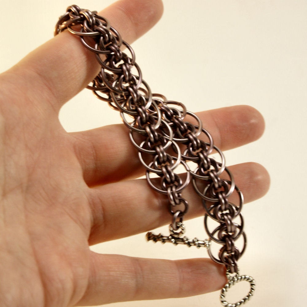 Handmade Unisex Chainmaille Bracelet in Gunmetal Grey Made One Ring At A Time