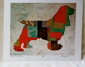 Colorful Cocker Spaniel Patchwork Silhouette Print 8x10