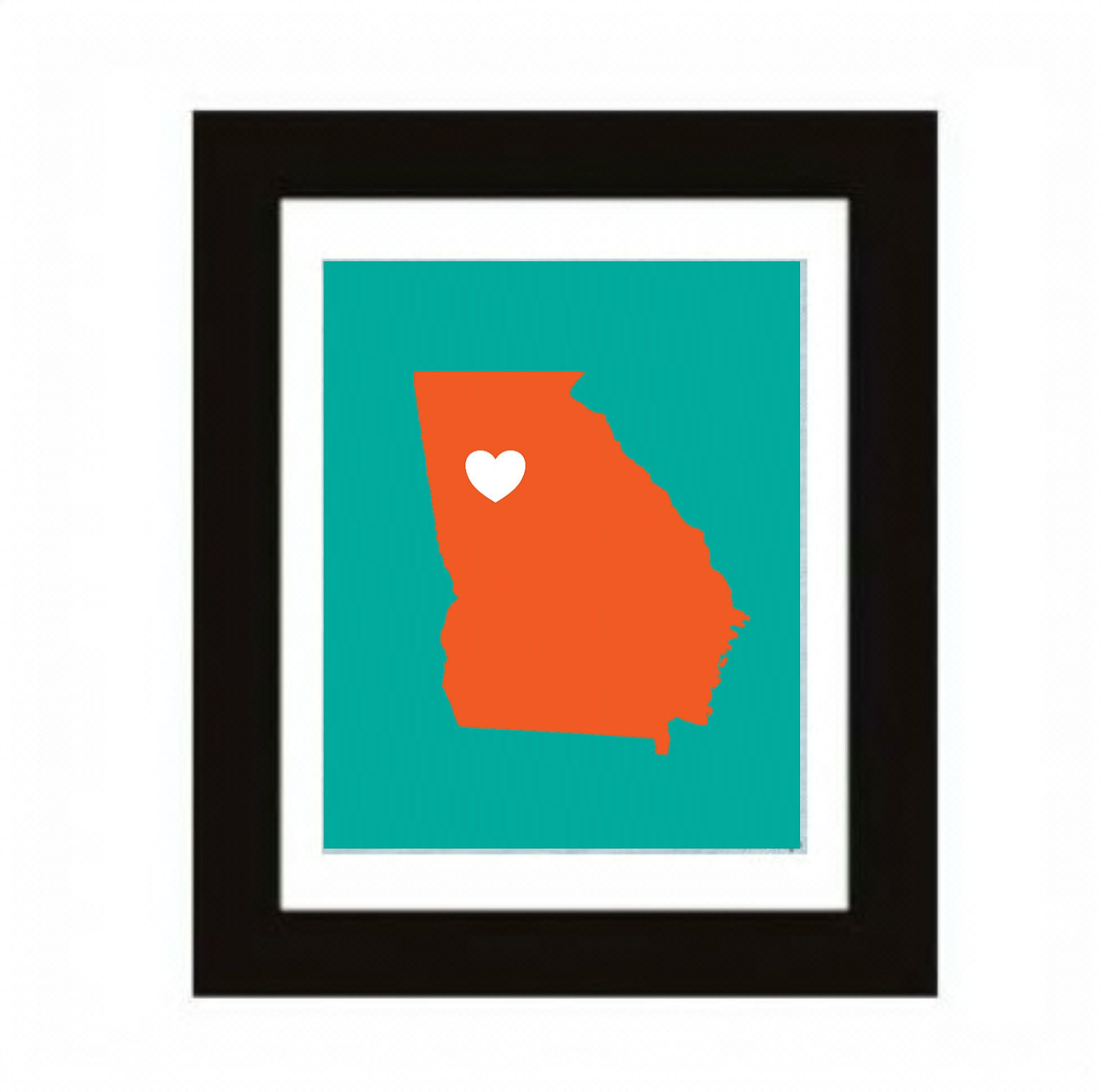 home is where the heart is - ATLANTA GA - custom city state map print