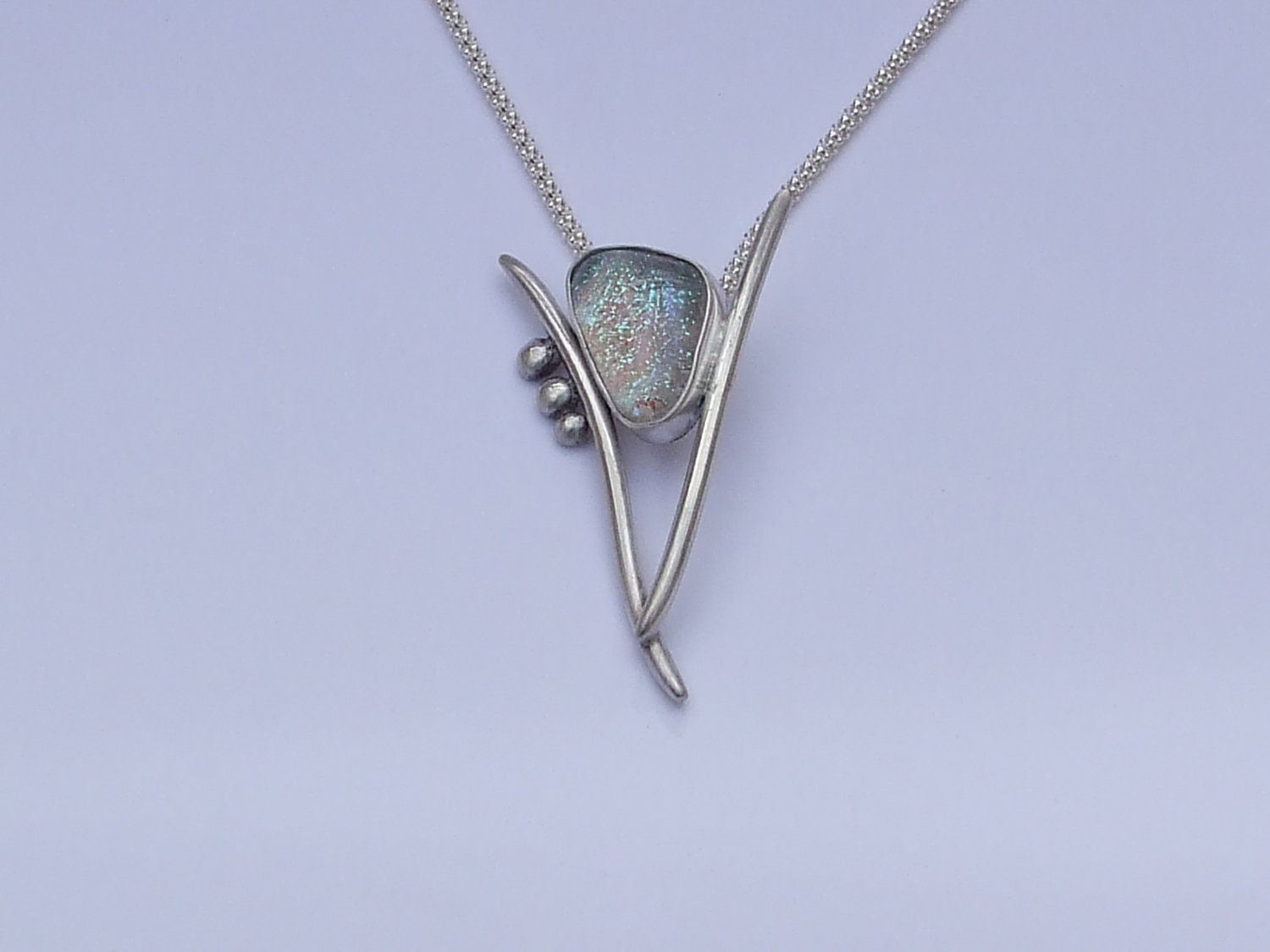 One of a kind sterling silver and dichroic glass pendant. FREE SHIPPING WORLDWIDE