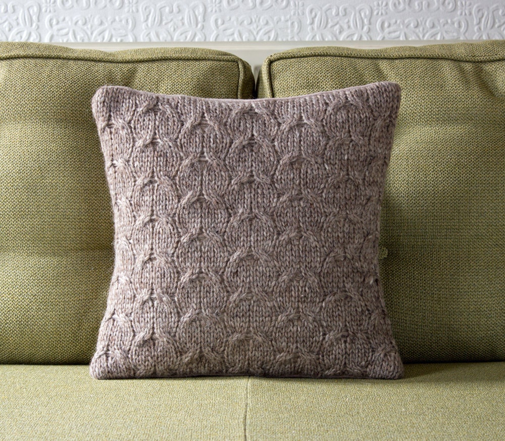 Rustic Ash Brown Decorative Knitted Pillow / Cushion Cover /// Noble