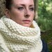 Chunky Knit Cream Infinity Loop Winter Scarf - Meringue