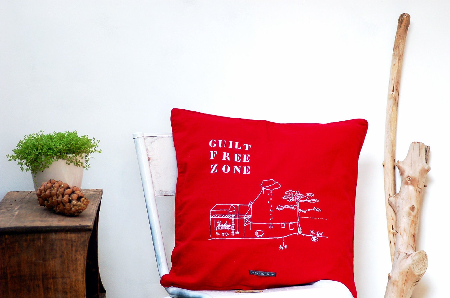 Linen cushion cover  in red 45x45cm  - Free shipping
