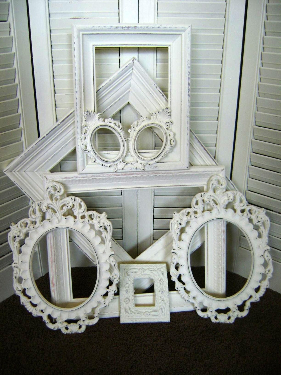 Picture Frame Assortment, Shabby, Distressed, French Country, Wall Decor, Upcycled