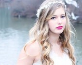 bridal headband, wedding accessories, ivory Hair Crown, White wedding hair piece, woodland tiara, bridal head piece