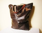 Brown Leather Lightening Bolt Tote