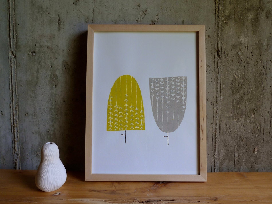 hedges print (yellow/gray) 12x16