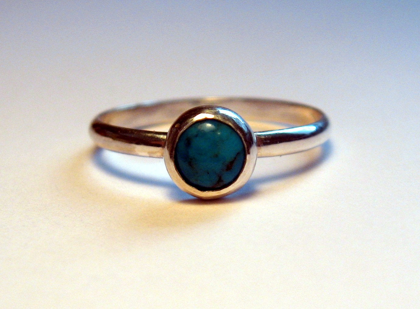 Cute turquoise ring in sterling silver for stacking or solo wear