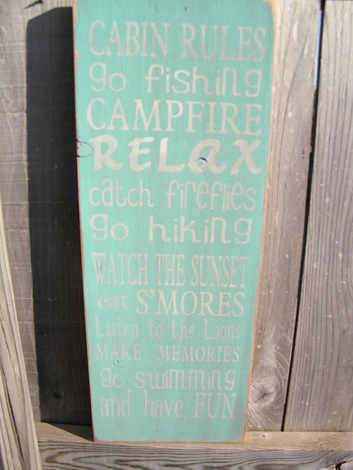Sale - ready to ship Cabin Rules Sign Primitive Typography  subway sign