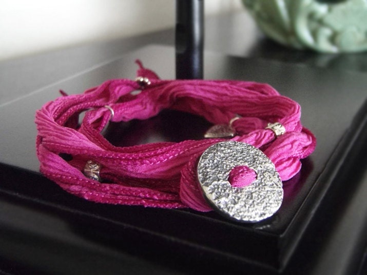 Yoga Wrap Bracelet - Adjustable Bracelet - Sport Bracelet - Strawberry Sundae