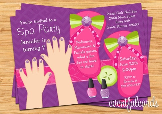 Mani Pedi Spa Party Kids Birthday Invitation