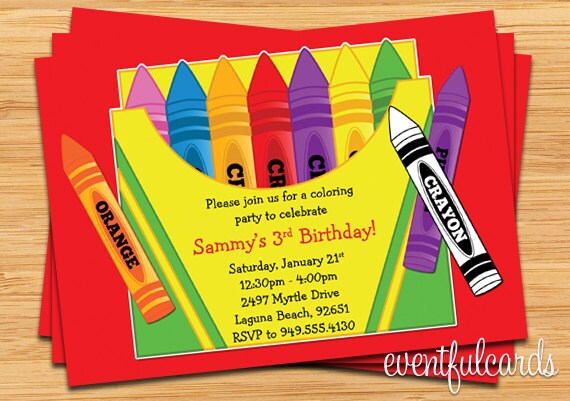 Crayon Birthday Party Invitation for Kids Il_570xn