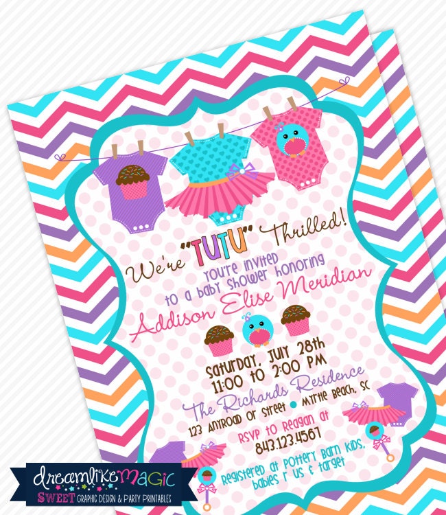 Printable Baby Shower Invitation-Tutu Thrilled Onesies Design Il_170x135