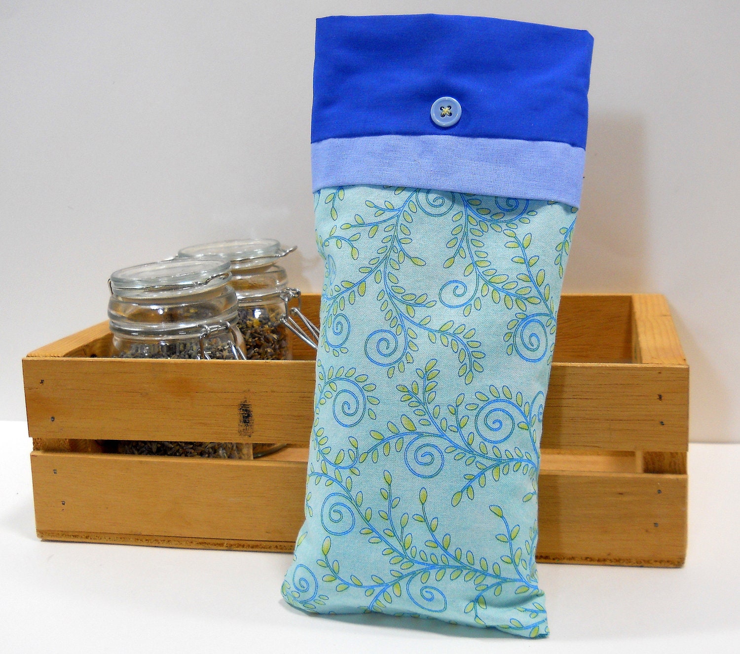 Discontinued Design- SALE- Aromatherapy EYE PILLOW with Removable Cover Organic Herbs and Flax - Hot Cold Pack