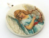 Pendant, Vintage Angel, Handmade Decoupaged, FREE SHIPPING