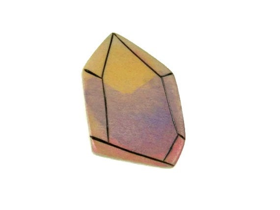 wooden gem brooch