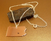 PENNSYLVANIA STATE, copper pendant, sterling silver chain, custom heart
