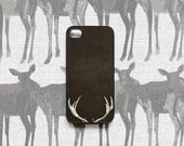 Deer Antlers iPhone case for men, Fathers Day gift idea cool iphone 4 case, gadget cover, dark brown rubber case