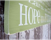Hope and a Future Typography Sign- Shabby Chic Christian- Bible Verse Wall Hanging-Apple Green