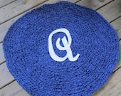 OOAK Upcycled Crochet Round Rag Rug. Made to Order. Monogram Rug