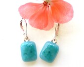 Fused Glass Earrings - Blue Turquoise Fused Glass Jewelry