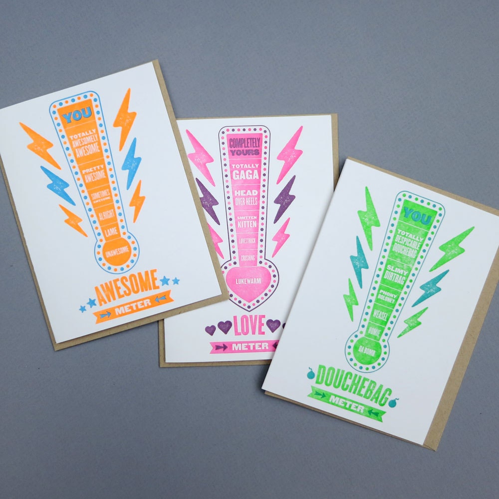 fun meter letterpress card set