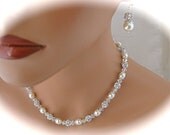 Pearl Bridal jewelry set bridal necklace and earrings set Swarovski pearl bracelet and earrings