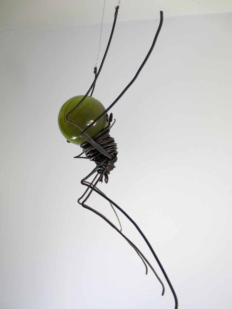 Forest Green Sun Catcher Window Spider Hanging Art, Made to Order