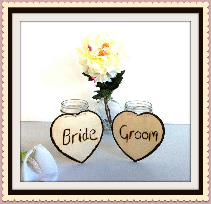 Rustic Bride and Groom Chair Signs Wedding Signs Table Centerpiece Name Place Cards For Bride and Groom Shabby Chic Decor Photobooth Prop