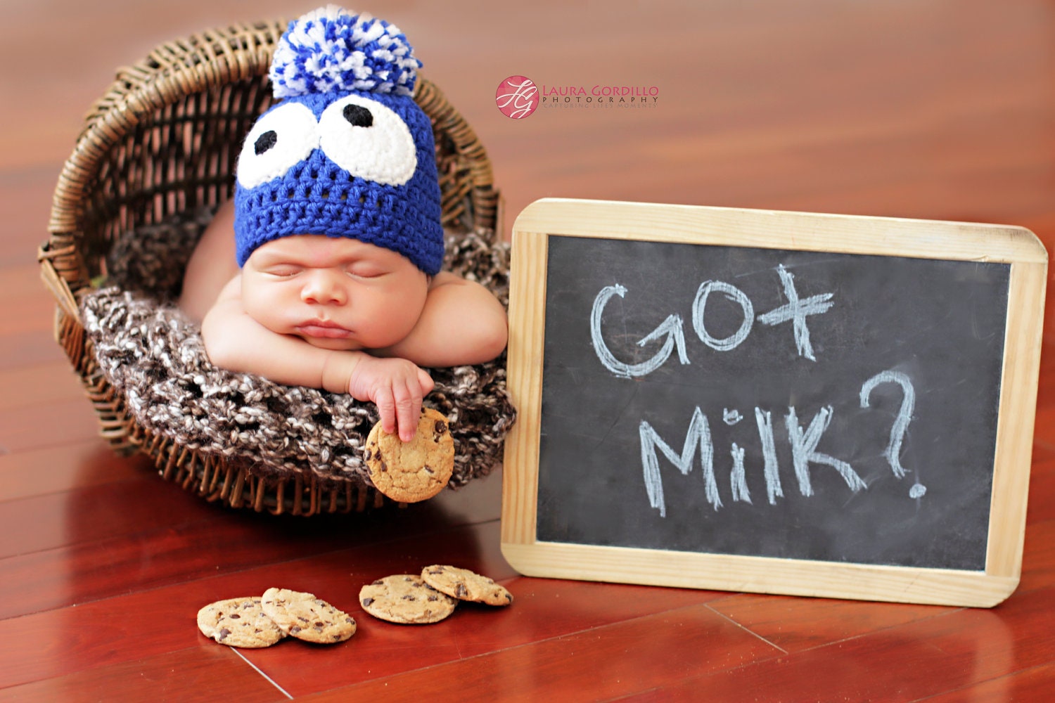 Baby Crochet Cookie Monster Beanie,Custom Made Newborn 0-3 Months 3-6 Months Blue Boy Girl Hat, Photo Photography Prop Shower Gift Pom Cap