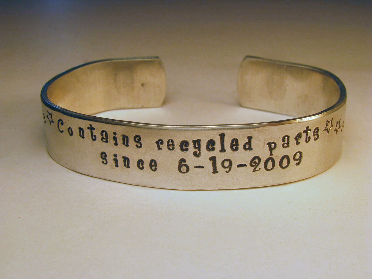 Custom 1/2" Wide Pure Aluminum Cuff Bracelet - Hand Stamped with YOUR choice of text.