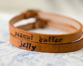 Peanut Butter and Jelly - Best Friends Skinny Adjustable Leather Bracelet - Set of Two