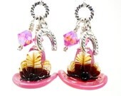 Cowboy Hat Earrings, Western Earrings, Lampwork Earrings, Glass Bead Earrings, Dangle Earrings, Country Western Earrings, Beadwork Earrings