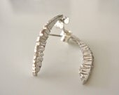 Hand carved Sterling Silver Hoop Alternative Earrings, Ready to Ship