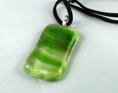 sparkly green fused glass pendant and velvet cord