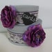 Gray Wedding Card Box 2 tiered Lapis Plum Eggplant Purple Roses Ivory Lace You customize colors and tag