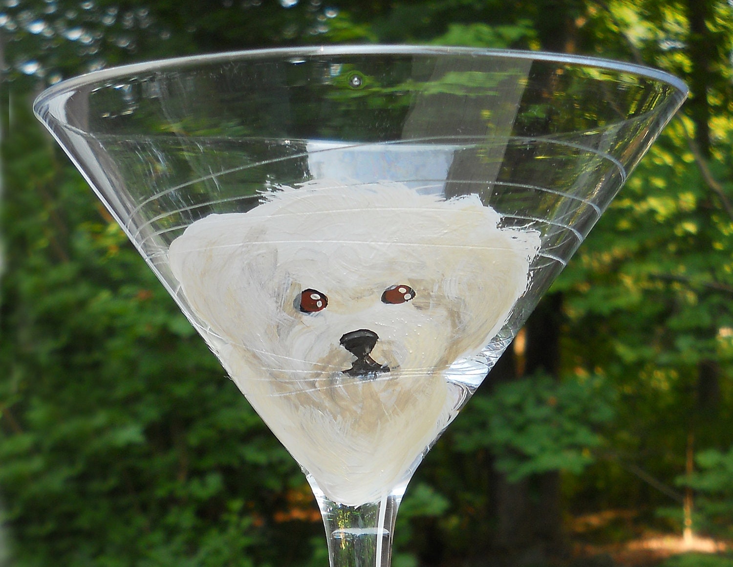 Bichon Frise Martini Hand Painted