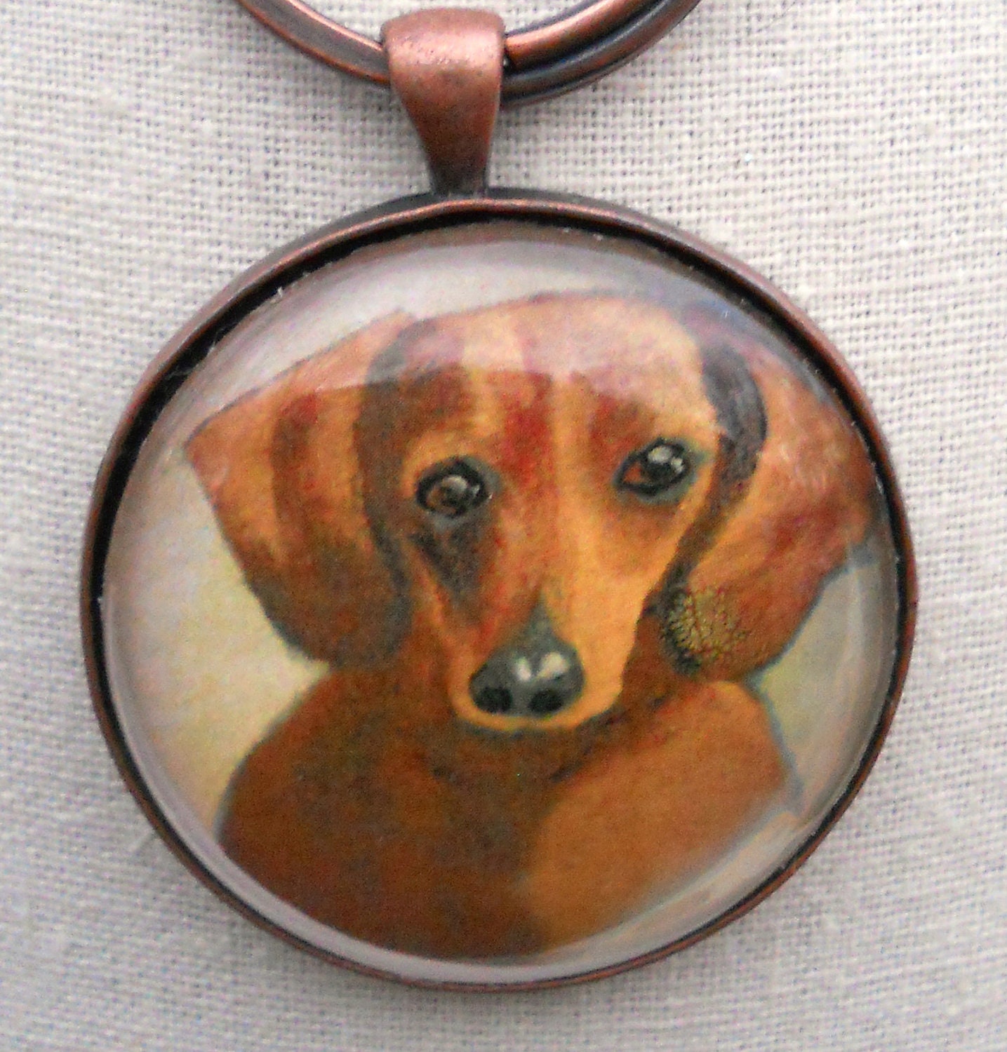 Dachshund Keychain of  Original Art Mini Painting Doxie