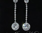 Wedding Earrings, Bridesmaid Earrings, Bridal Jewelry - Cubic Zirconia Round Earring with Round Cubic Zirconia (E478)