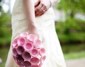 Pink Ombre Bridal Bouquet. Large Vintage-Inspired Paper Wedding Flower Bouquet, Plum to Light Pink Ombre, Pink Bridal Bouquet