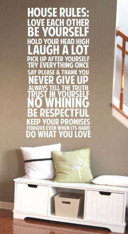 House Rules Never Give up Say Please & Thank You BIG Vinyl Decal 22x49 Vinyl Decal Home Decor Door Wall Lettering Words Quotes
