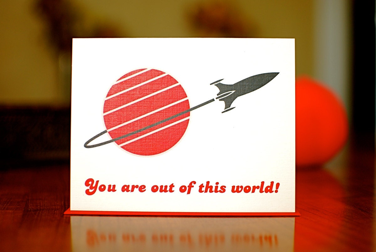 You Are Out of This World - Space Ship I Love You Card on 100% Recycled Paper