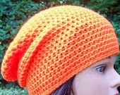 womens hat ladies crochet slouch hat girls crochet lightweight slouch hat neon orange youth adult 6466