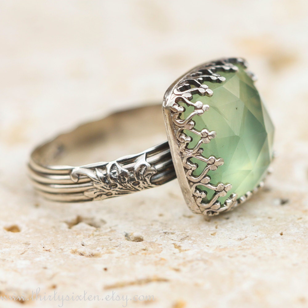 Prehnite and Sterling Silver Cocktail Ring