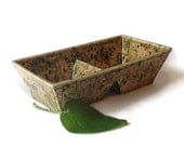 Two Sectional Serving Bowl - Earth Tones Tan and Green