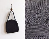 SALE / Vintage 1940s black corde handbag